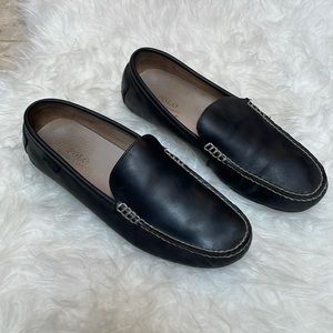 Mens Polo Ralph Lauren black genuine leather loafers slip ons size 10.5